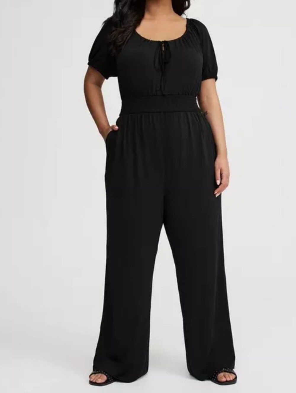 New Torrid Puff Sleeve Jumpsuit In Black